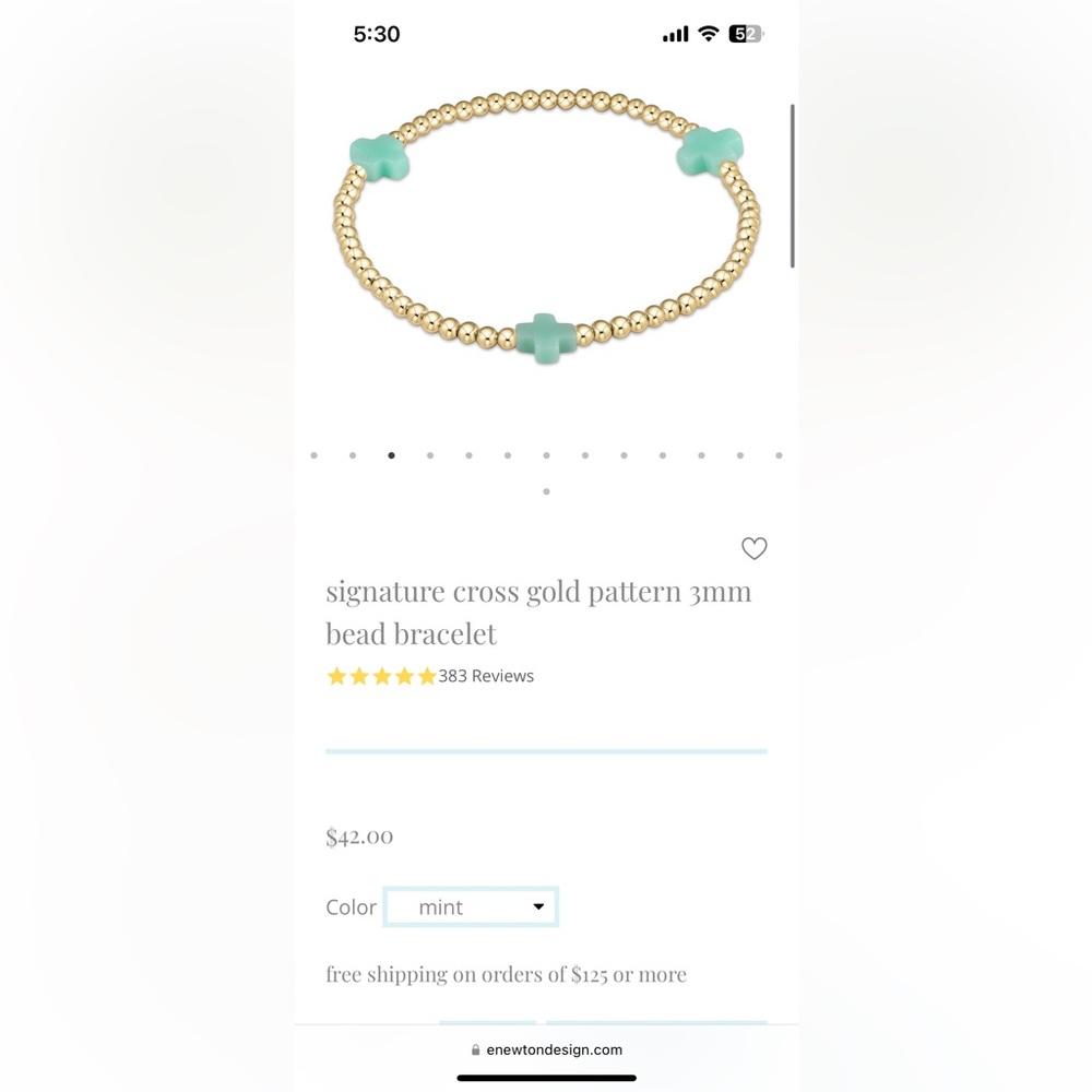 Mint Enewton bracelet - signature cross gold pattern 3mm bead bracelet